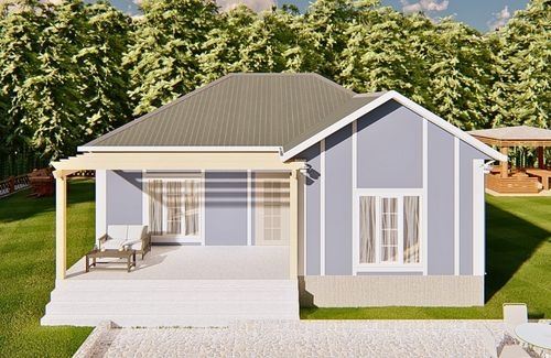 2+1 Prefabrik ev modelleri 102m² - 2.8M DUVAR YÜKSEKLİĞİ ÇİZGİLİ DIŞ CEPHE modeli