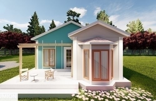 2+1 Prefabrik Ev ve Villa 50 m² - 2.8M AHŞAP DESENLİ DUVARLAR modeli